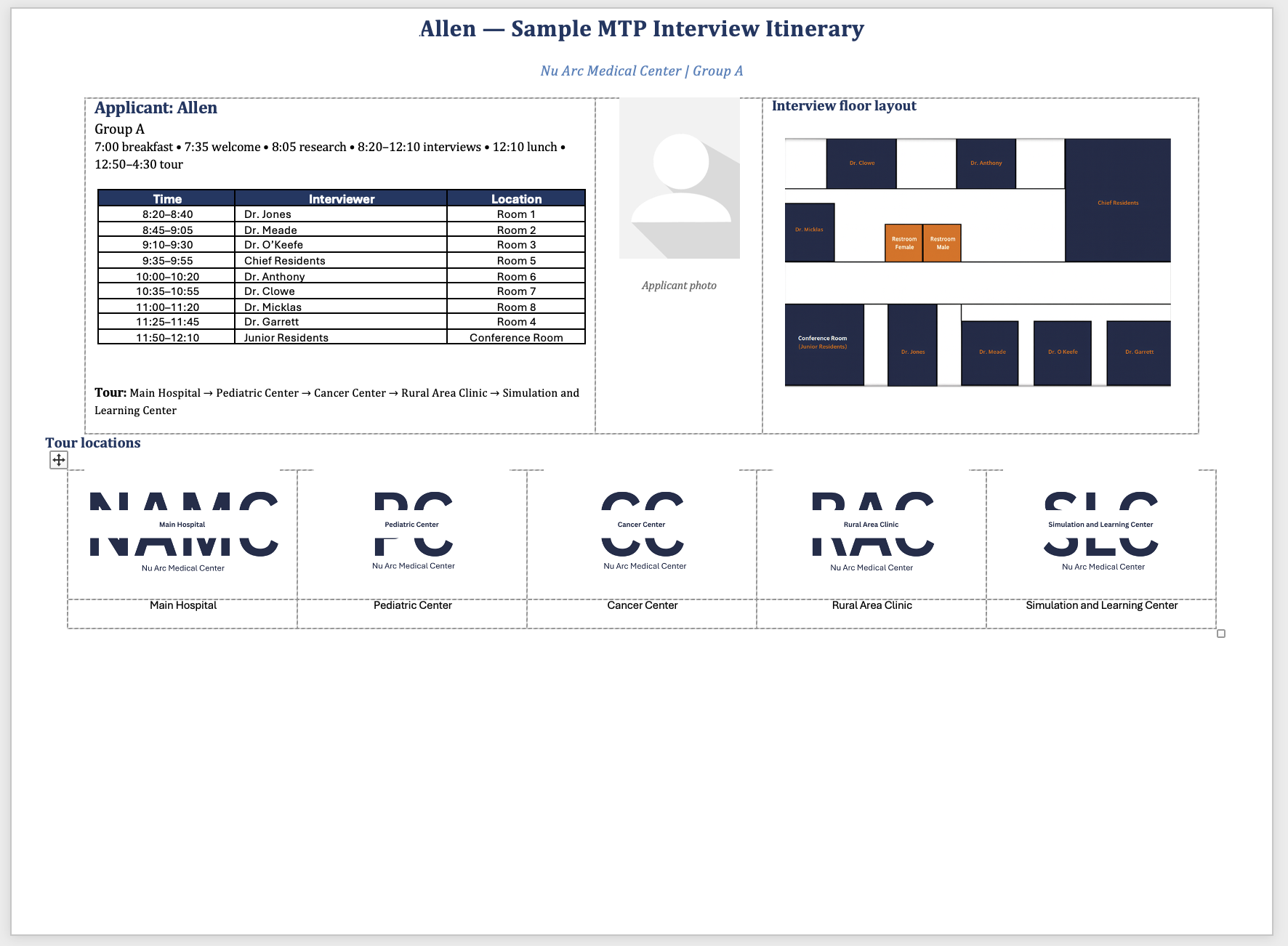 Allen — Group A sample itinerary